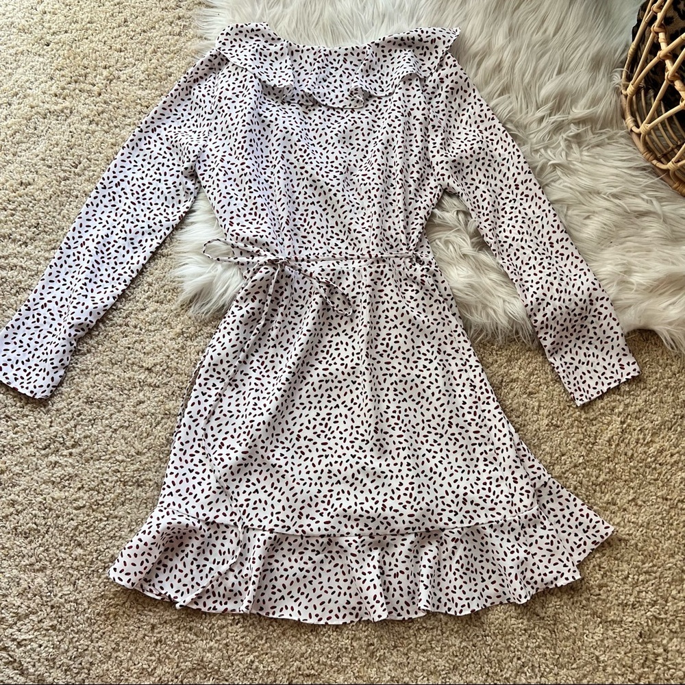 Lucy Paris White Long Sleeve Printed Wrap dress - Picture 9 of 12